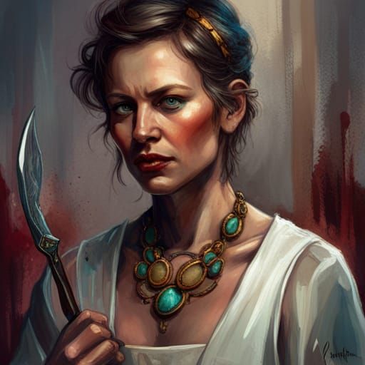 Bronze Age Priestess Sacrifice Ceremony, Digital Art