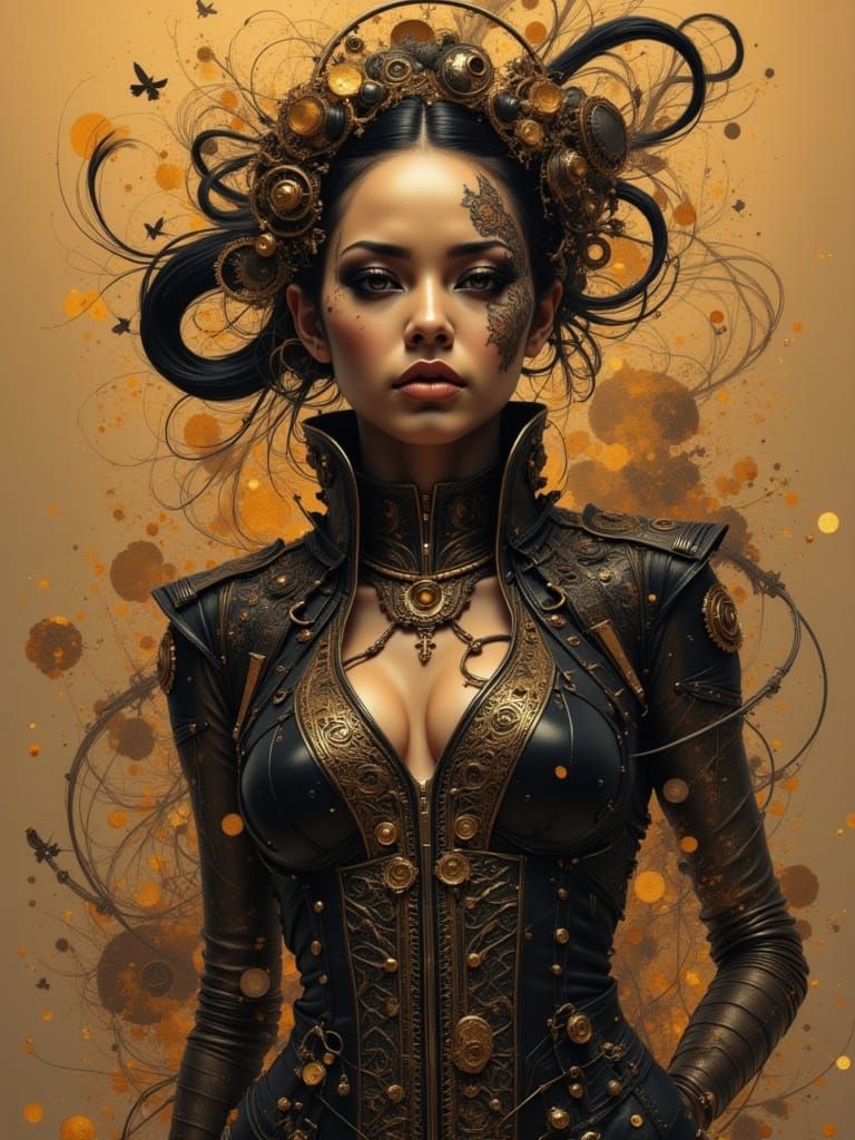 Sepia Musicians Portrait in Detailed Concept Art Style