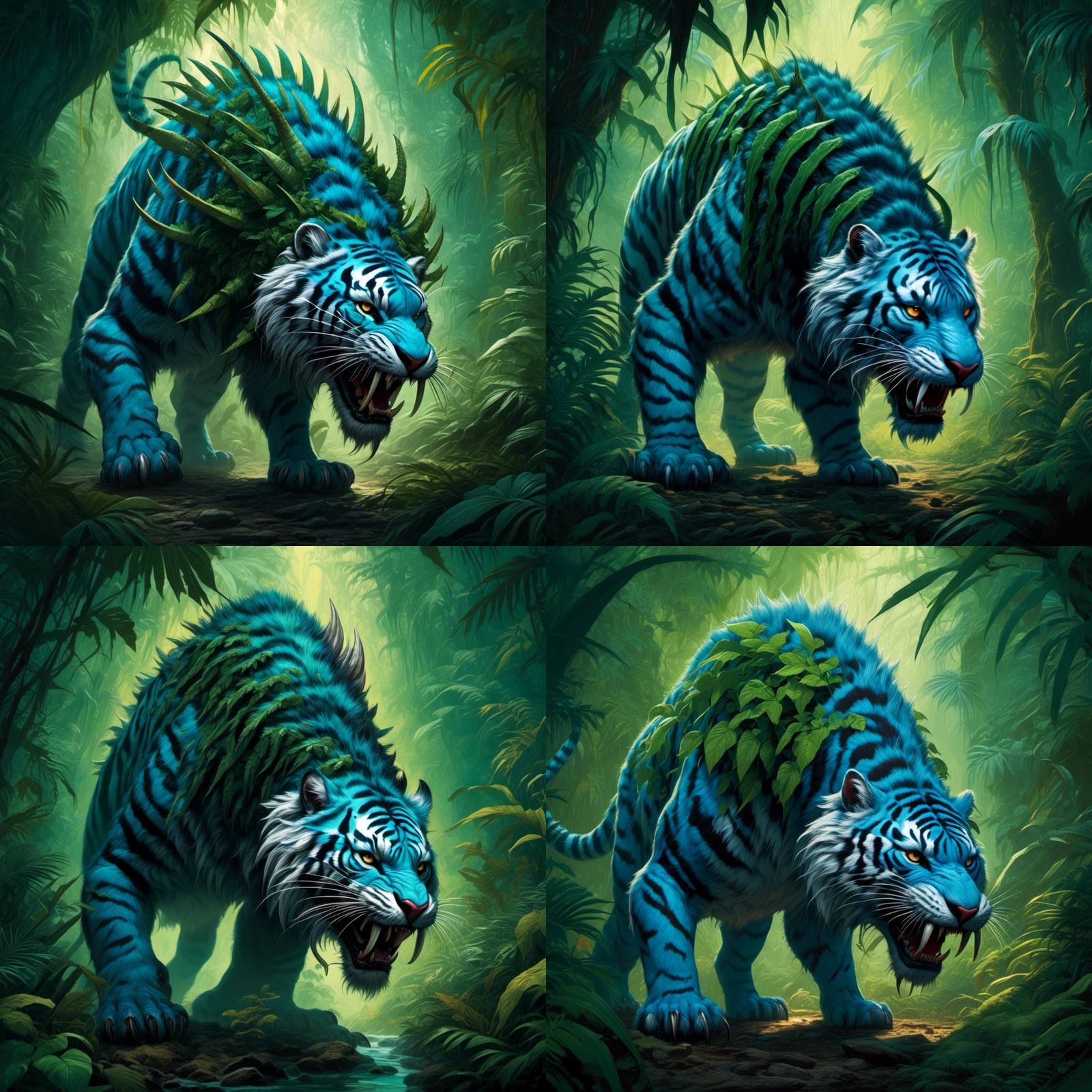 Demonic Sabretooth Tiger Monster in Fantasy Jungle