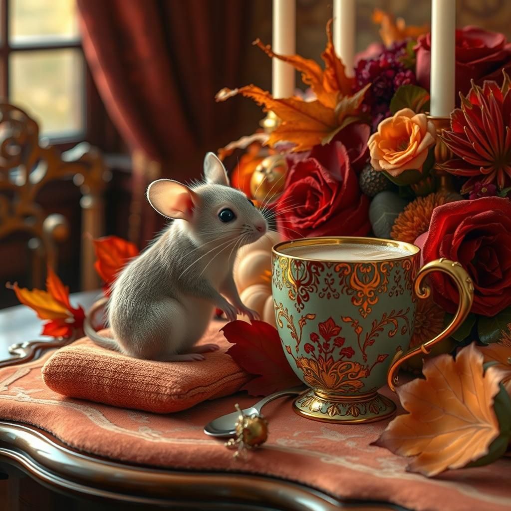 Mouse Gazing at Latte, Old Master Style