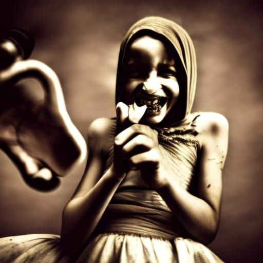 Girl with Gold Teeth Portrait in Expressive Style