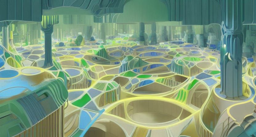 Futuristic Underground City in Pastel Colors