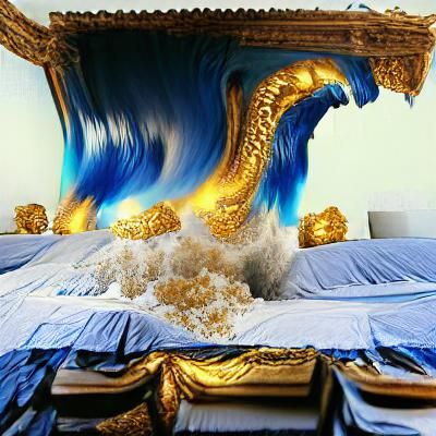 Tidal Wave Crashes into Ornate Golden Room