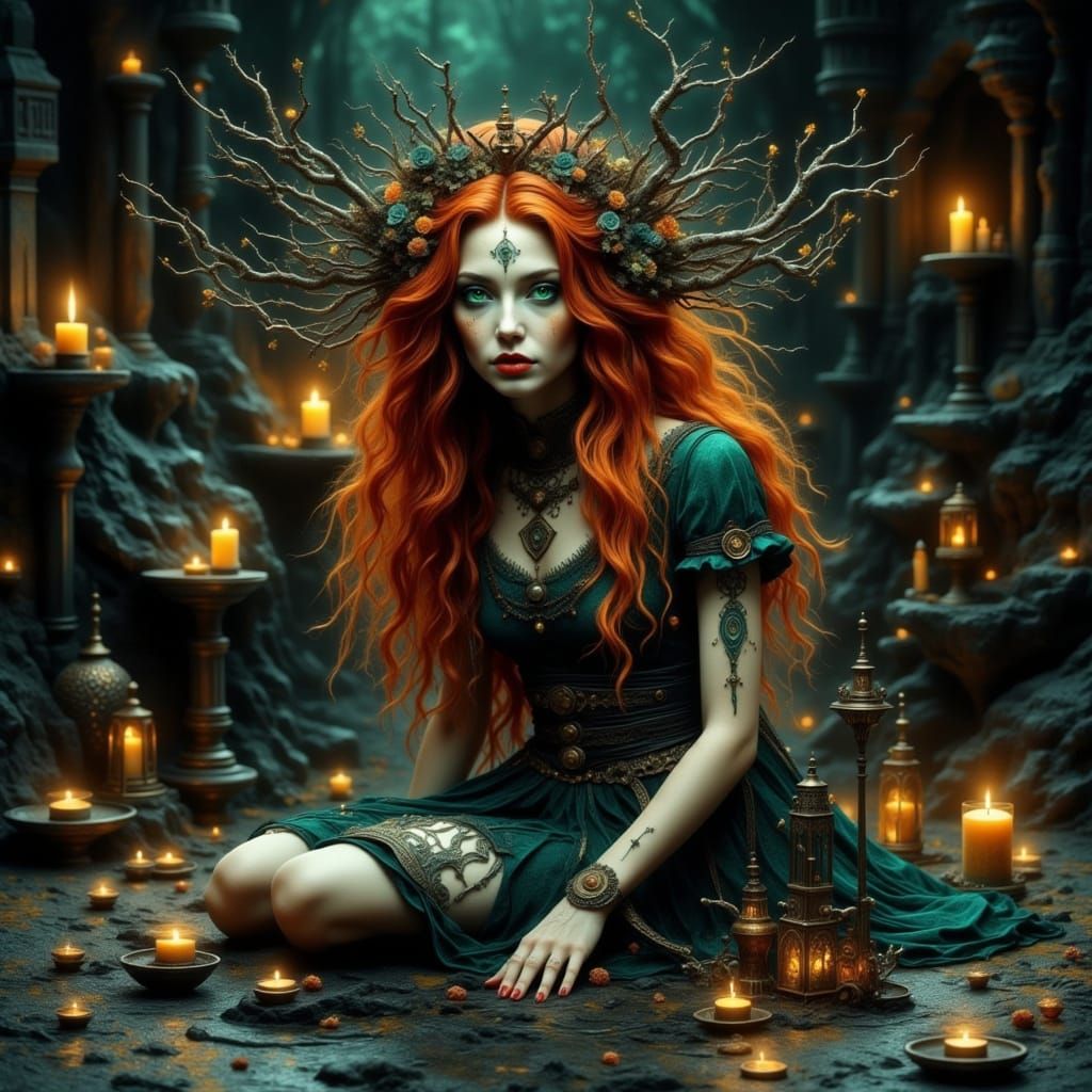 Fae Witches in Chalk Circle, Digital Art