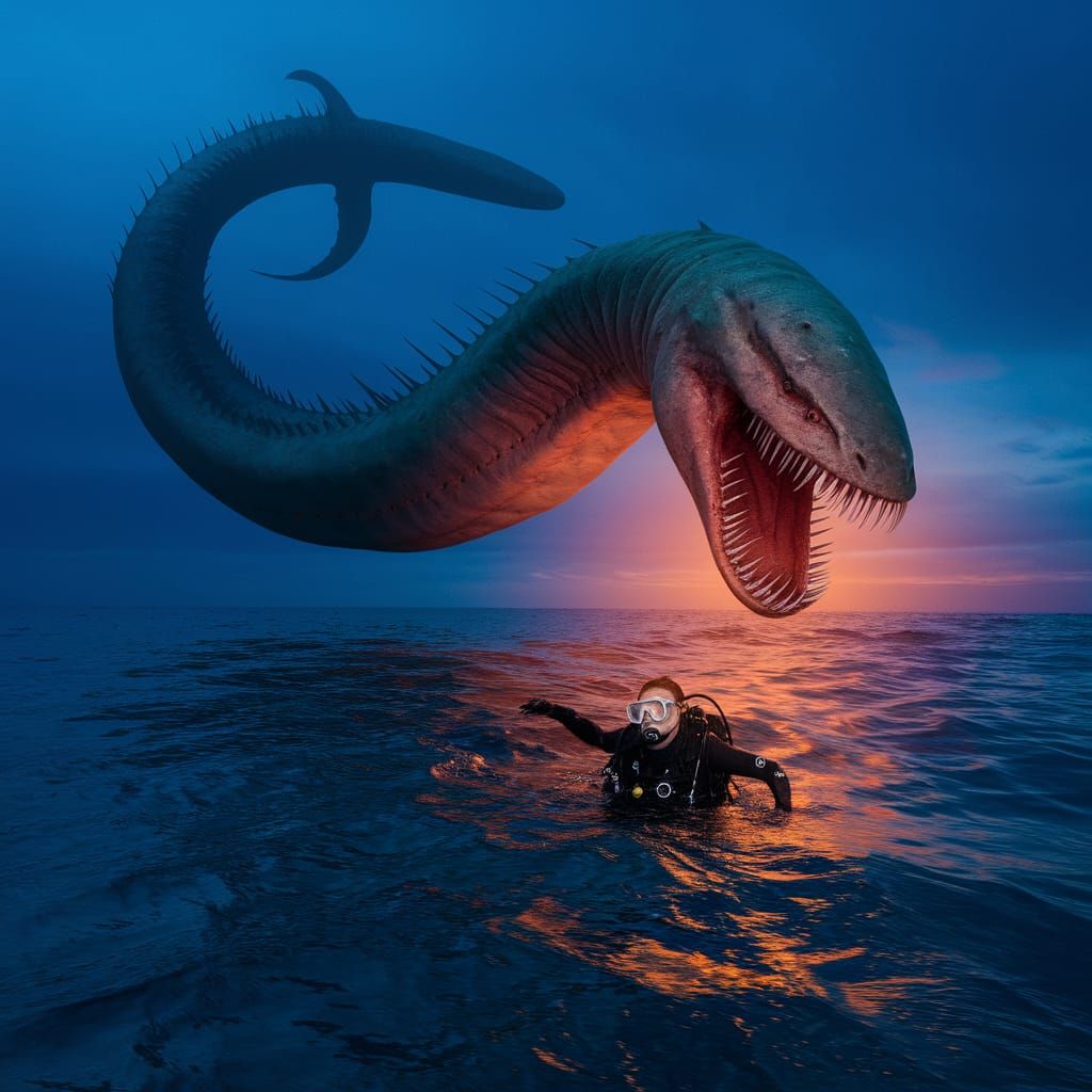 Gargantuan Sea Monster Lurks in Pacific Twilight