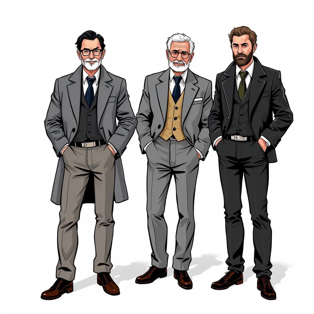 Three Figures in Franco-Belgian Comic Style