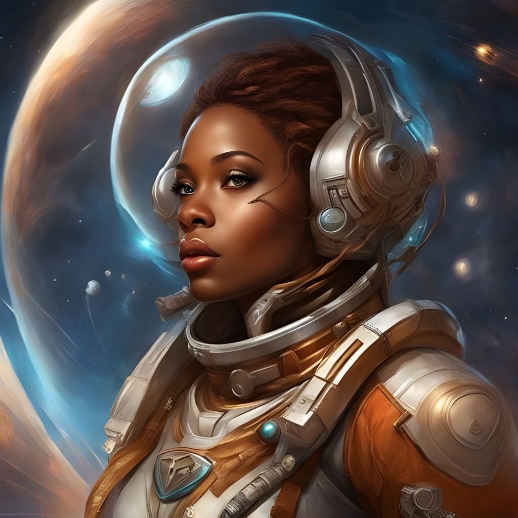 Futuristic Gothic Nigerian Astronaut in Leather Spacesuit