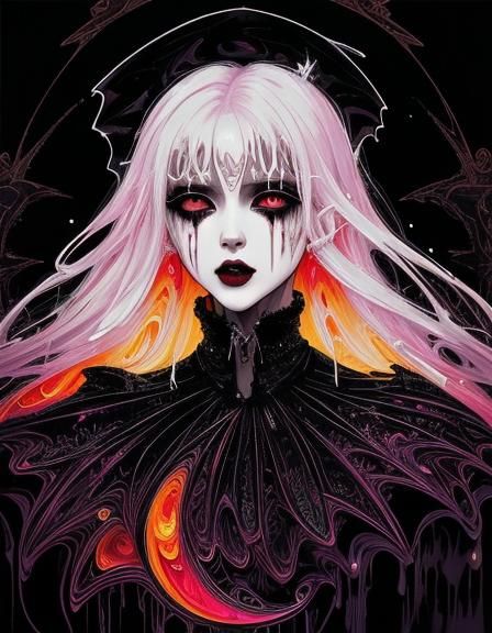 Sinister Vampire Portrait in Glitch Art Style