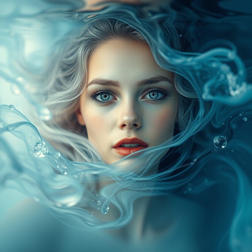 Ethereal Water Goddess in a Dreamy, Aquatic World