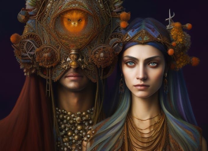 godhead portrait of a futuristic couple circa 3023