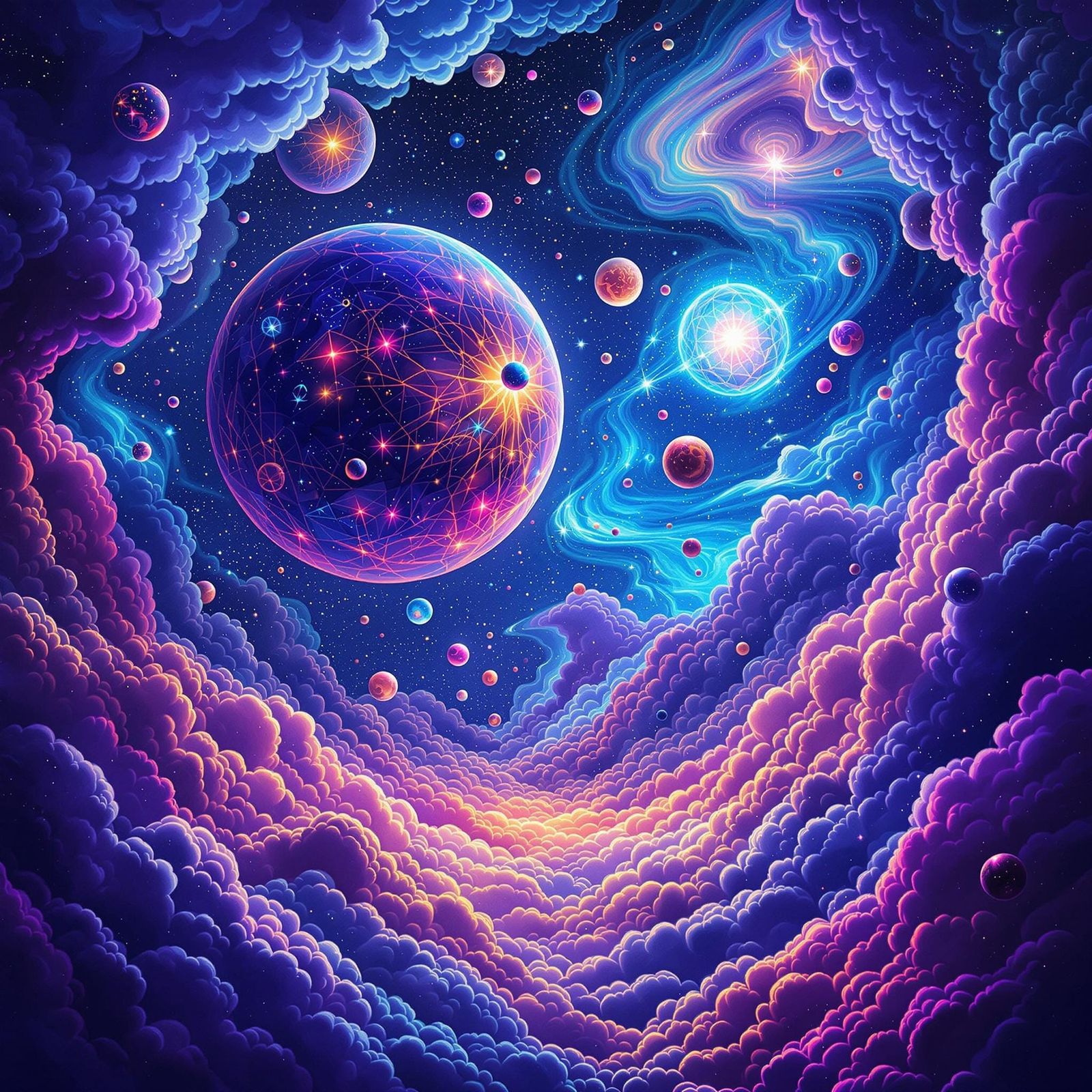 Cosmic Psychedelic Visions in Vibrant Colors