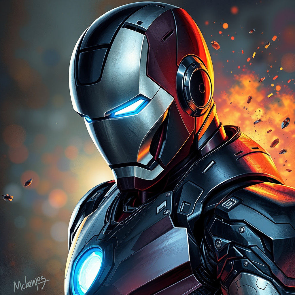 Evil Ironman in Black and Silver Suit: Hyperrealistic Concep...