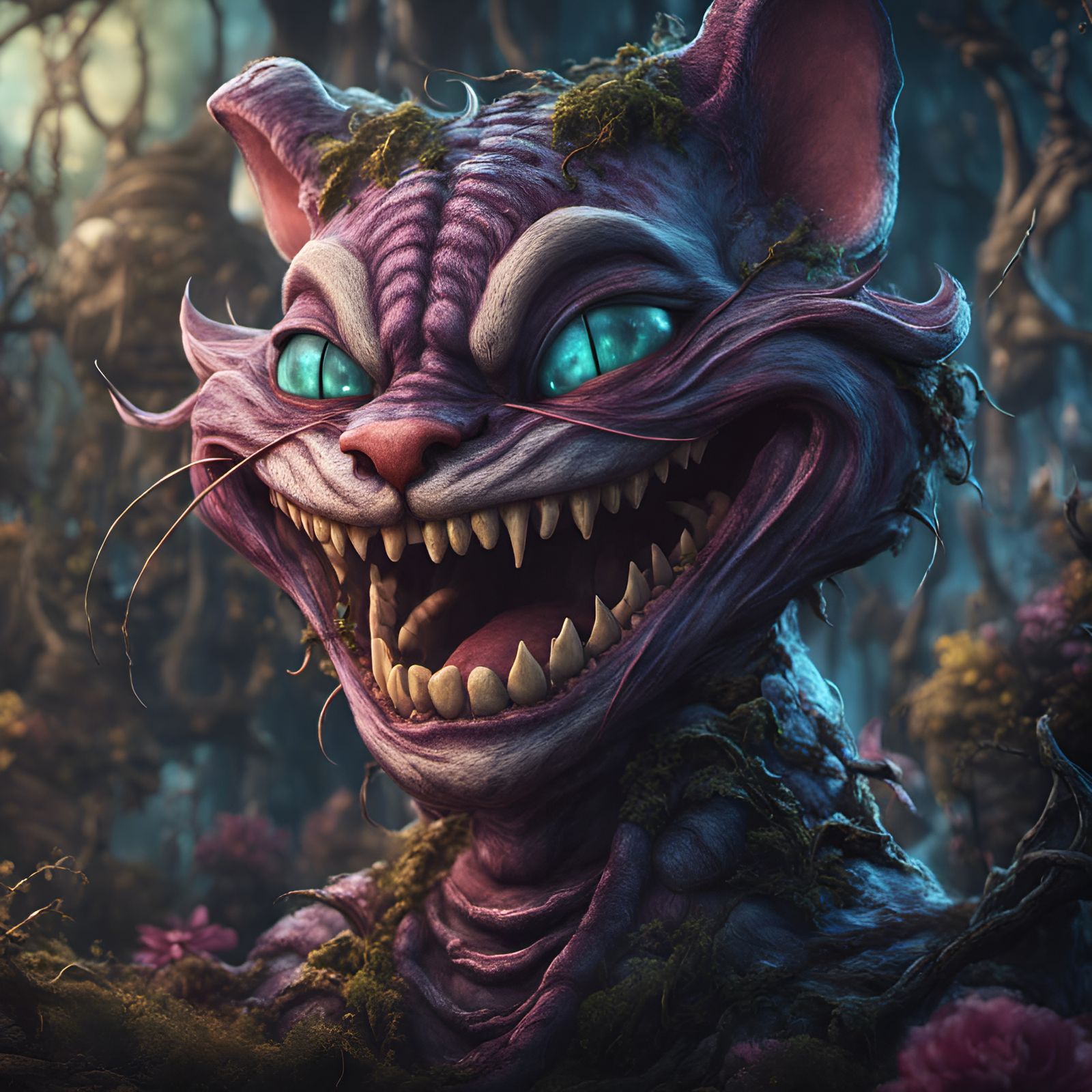 Skeletal Cheshire Cat with Big Smile