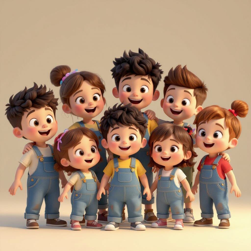 Happy Diverse Children in Pixar-Style 3D