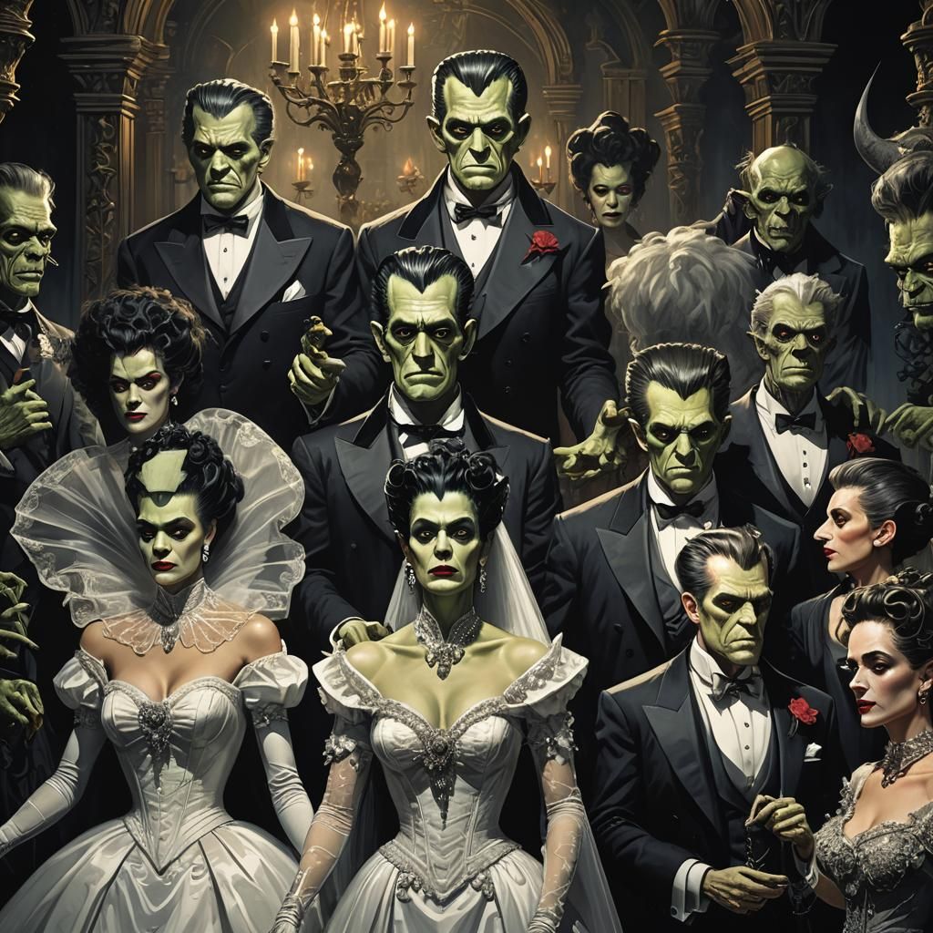 Monsters' Ball in Dark Fantasy Art Nouveau Style