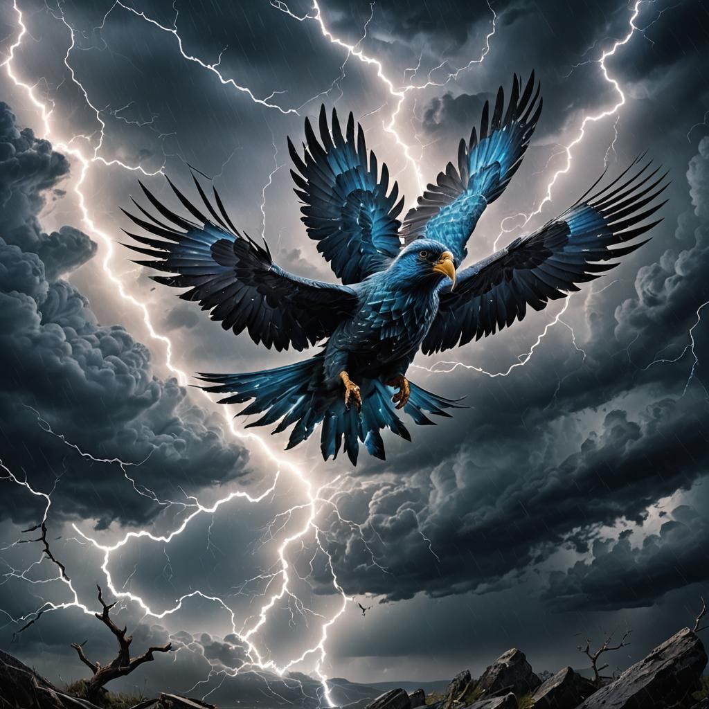 Storm Bird Summons a Lightning Storm in Digital Art