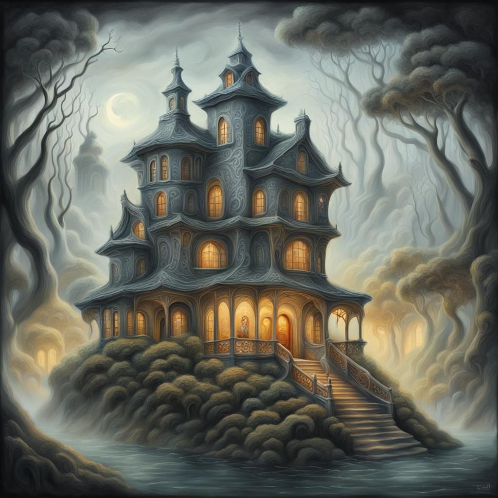 Mystical Carved House in Ethereal Fantasy Architecture