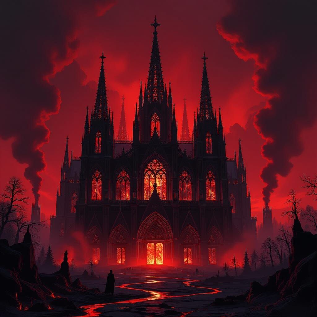 Infernal Cathedral in Volcanic Landscape