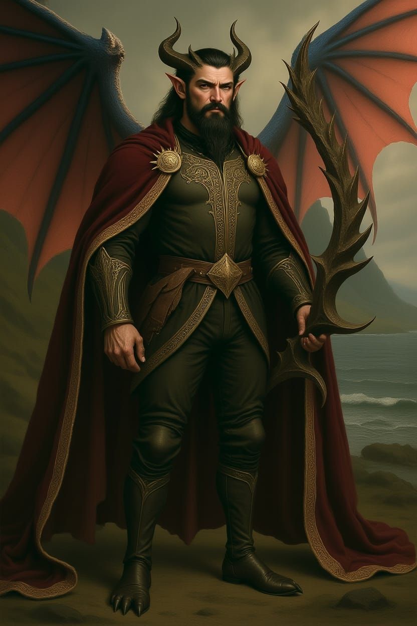 Dragon Man in Medieval Ball Attire