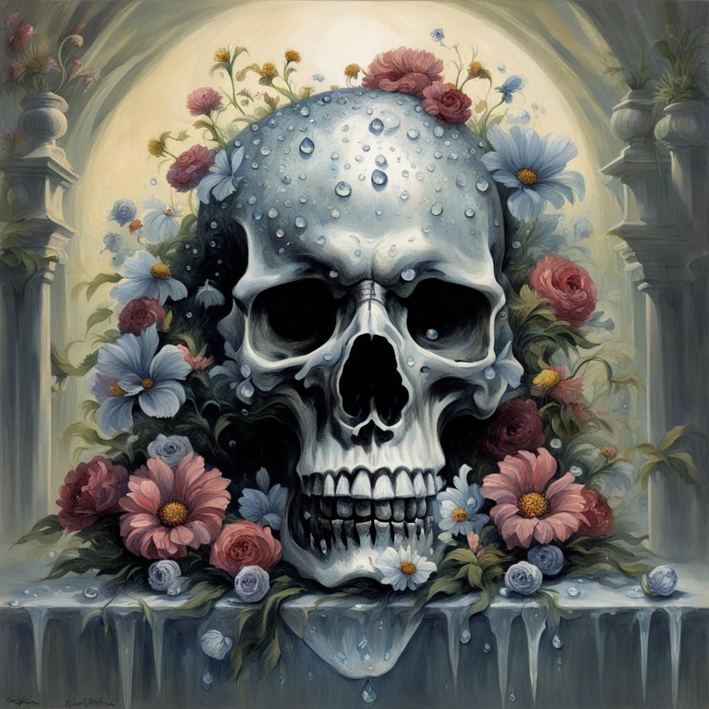 Crystal Skull with Dew Drops, Horror Aesthetic