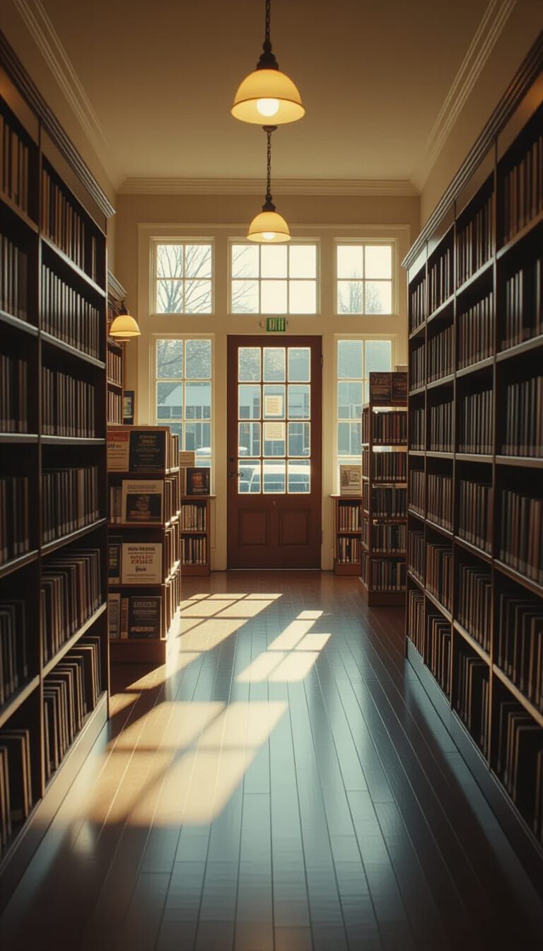 Serene Seaside Book Store in Cinematic Lighting