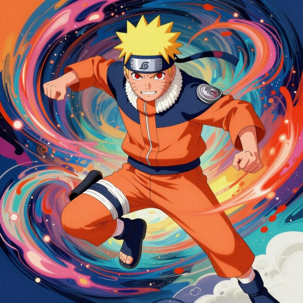 Naruto Uzumaki in Vibrant Abstract Art Style