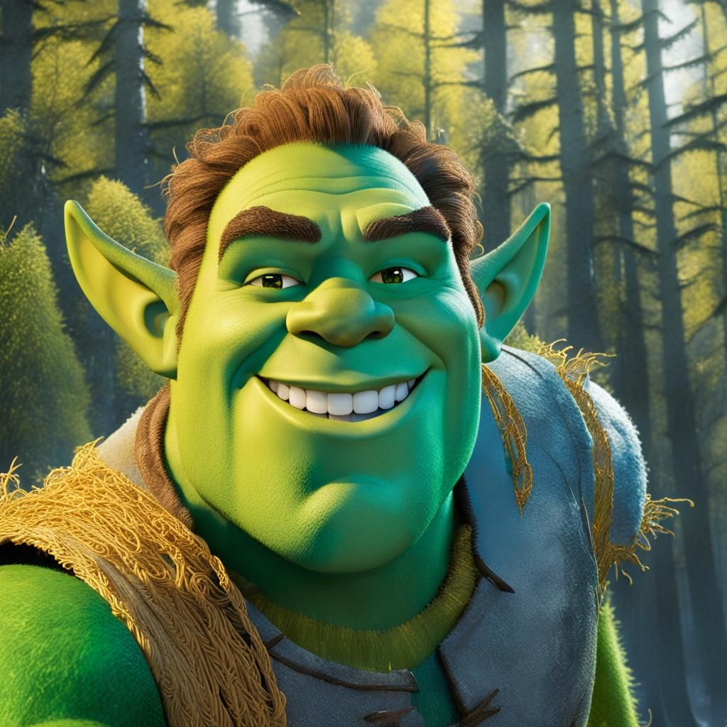 (magic Shrek smiles with hi...