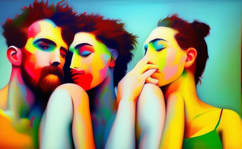 Couple Portrait in Shadows, Oil Painting Style