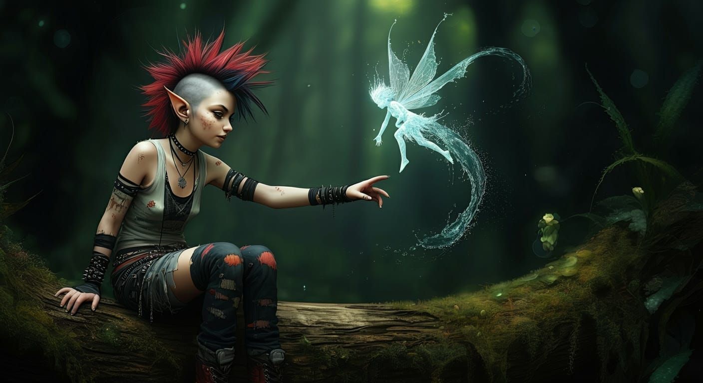 Whimsical Punky Pixie in Magical Forest