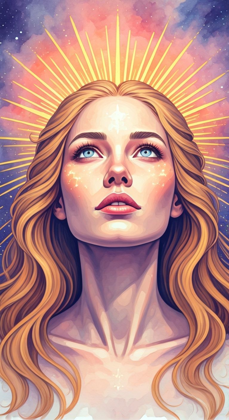 Celestial Goddess of Dawn in Watercolor Style