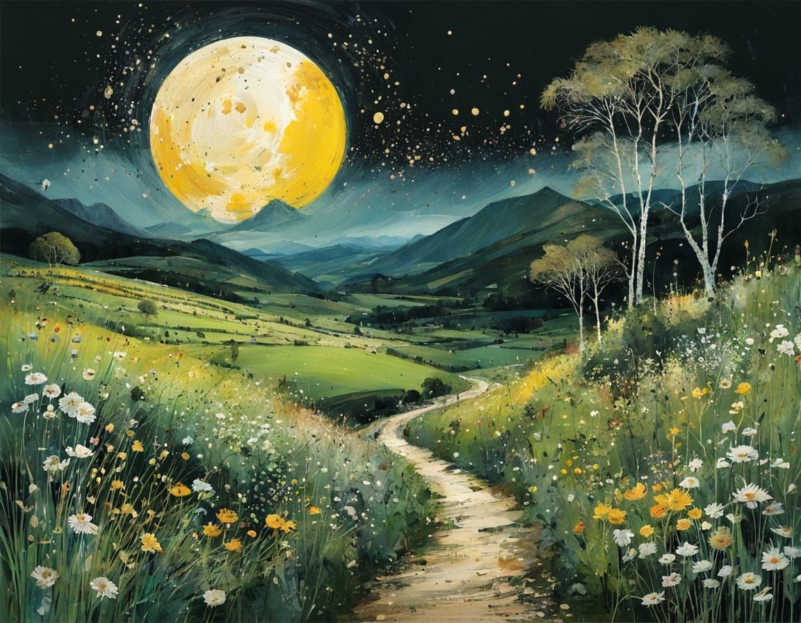 Landscape Art in Watercolor Style