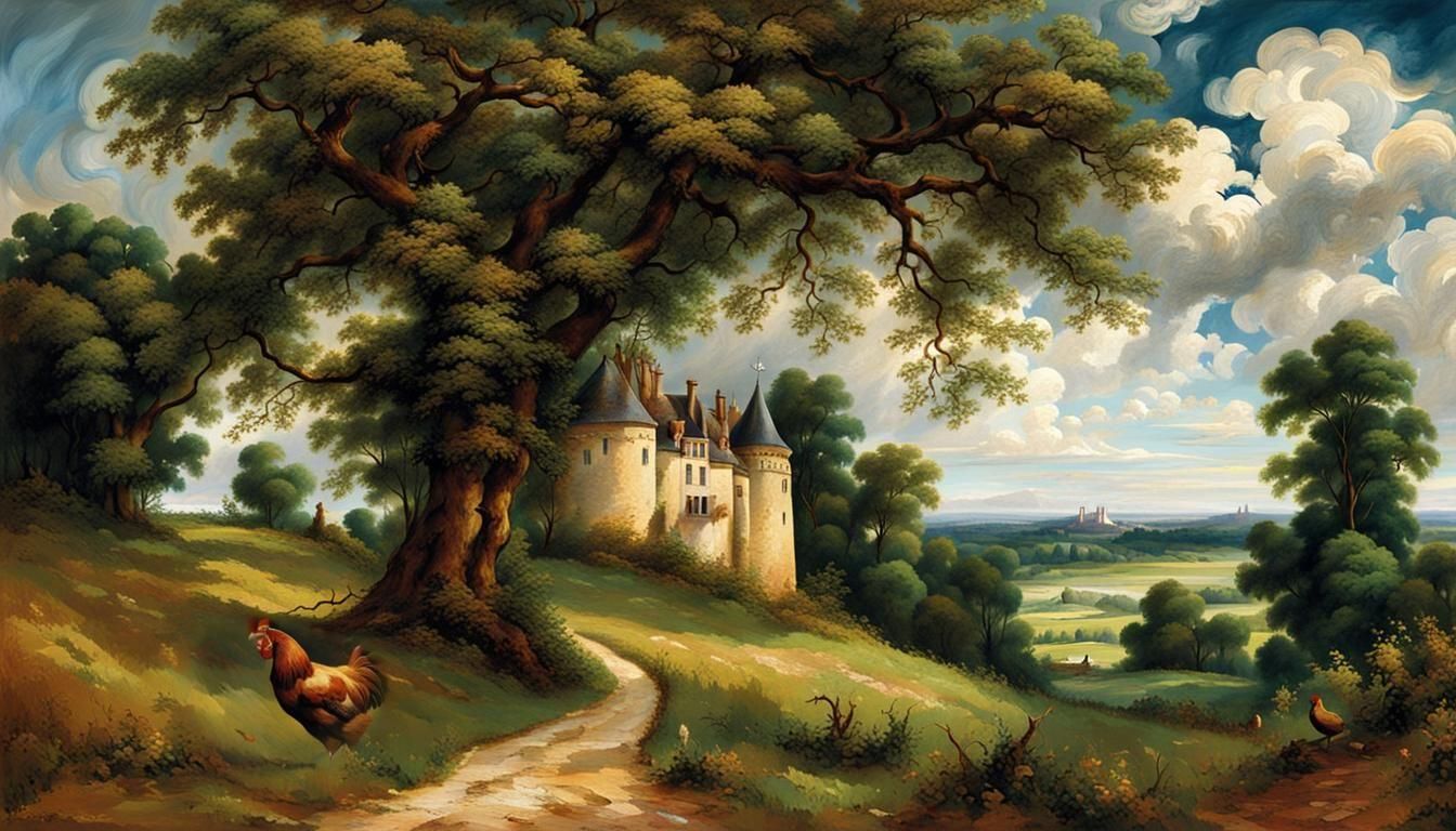 Summer Landscape of French Chateau Outskirts