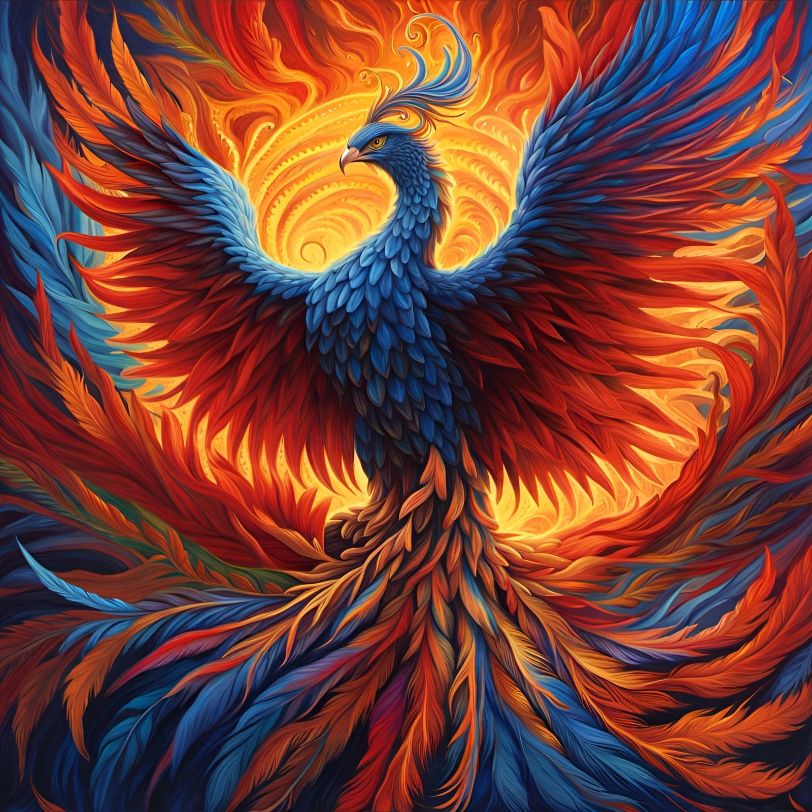 Majestic Phoenix Rising with Fiery Wings