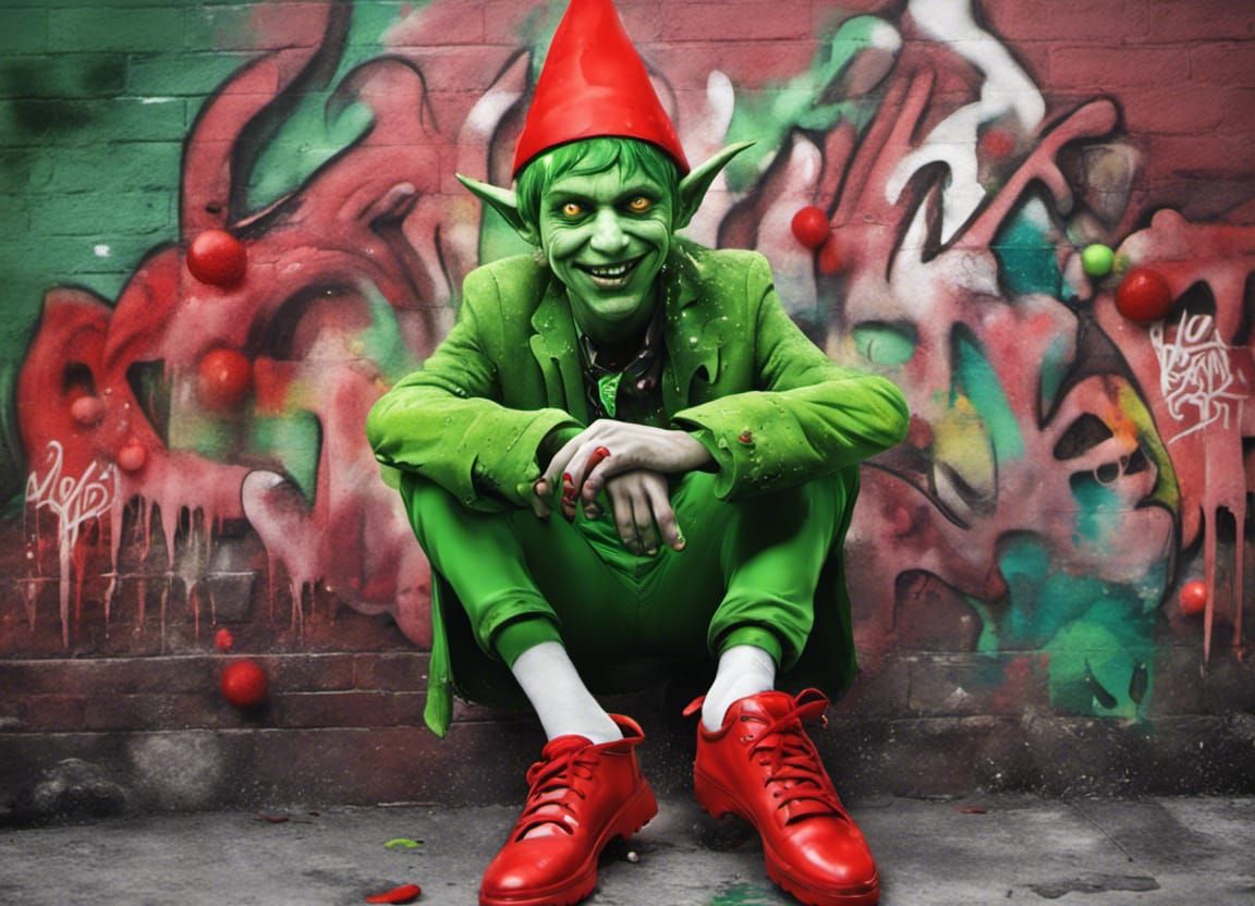 Evil Christmas Elf in Graffiti Art Style