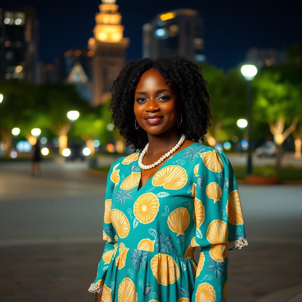 Nighttime City Park Scene with Toile Dress Inspiration