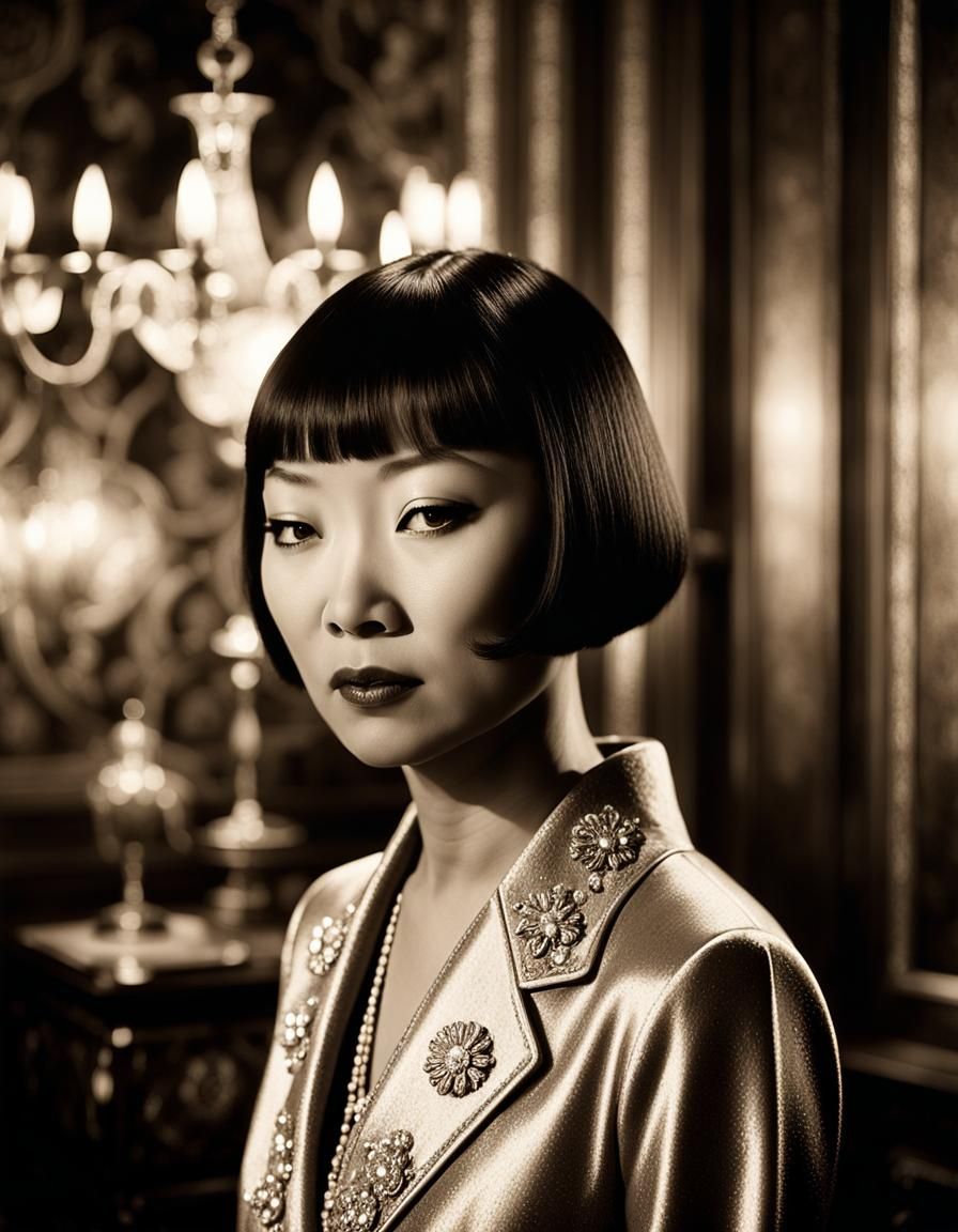 Silent Film Star in Sepia-Toned Portrait