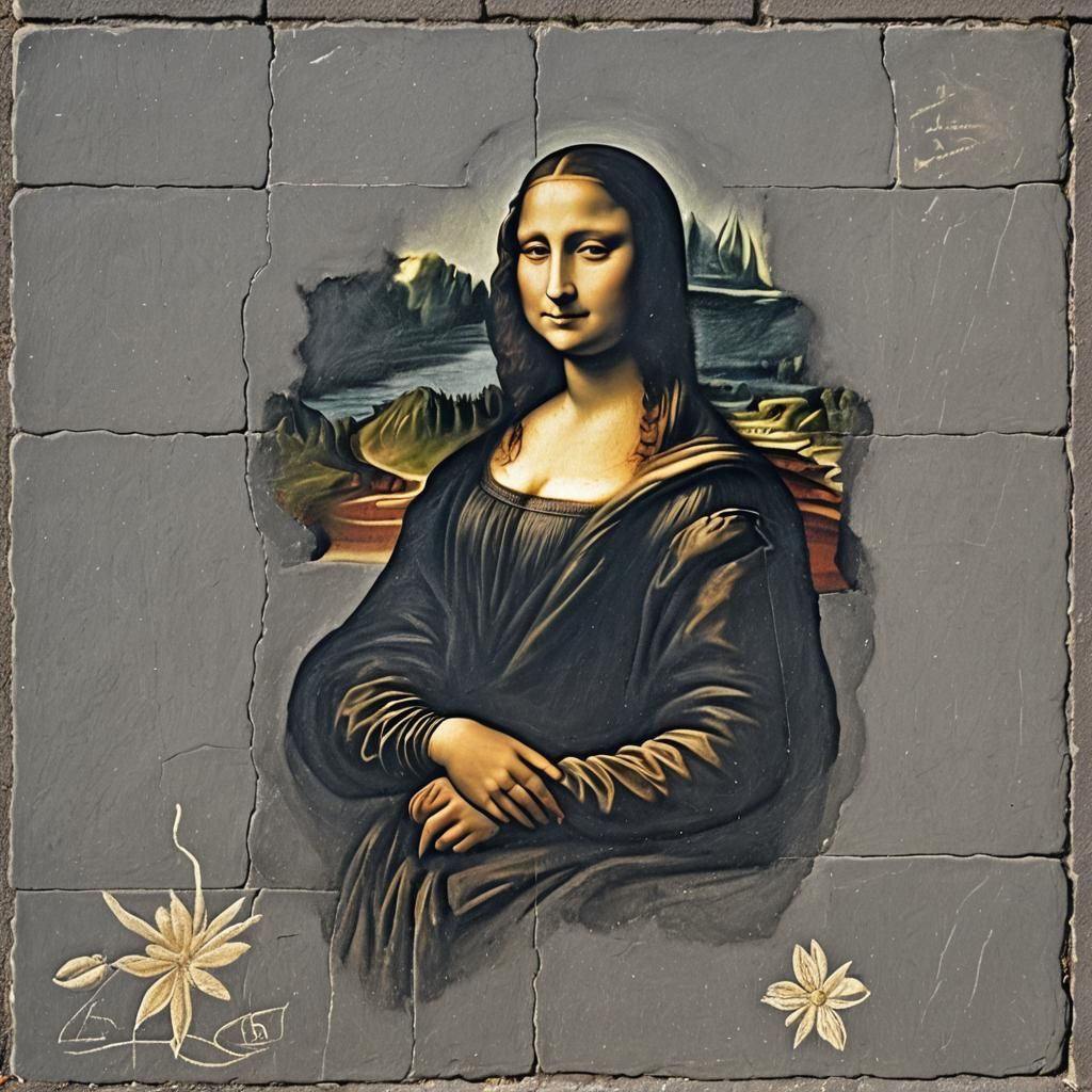Mona Lisa: Chalk Art on Pavement