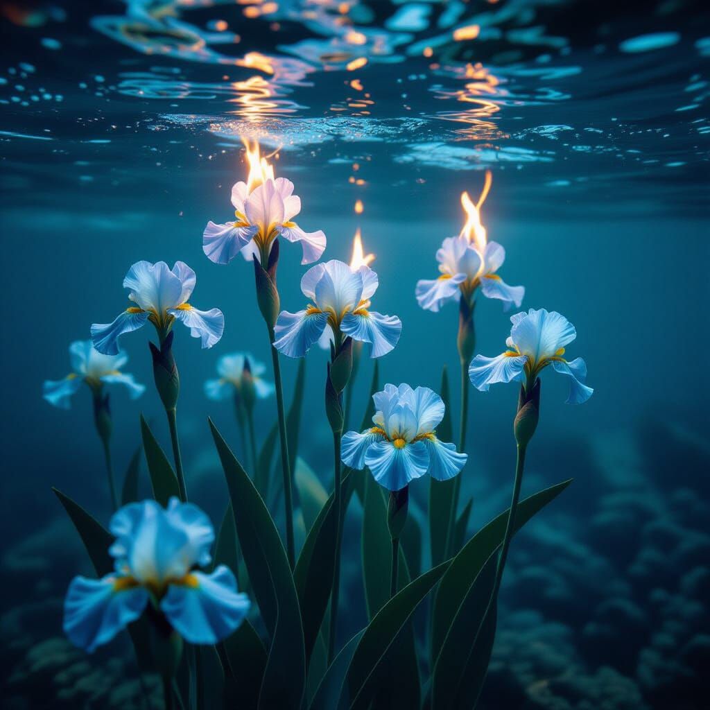 Underwater Iris Garden with Opal Dreamcatchers
