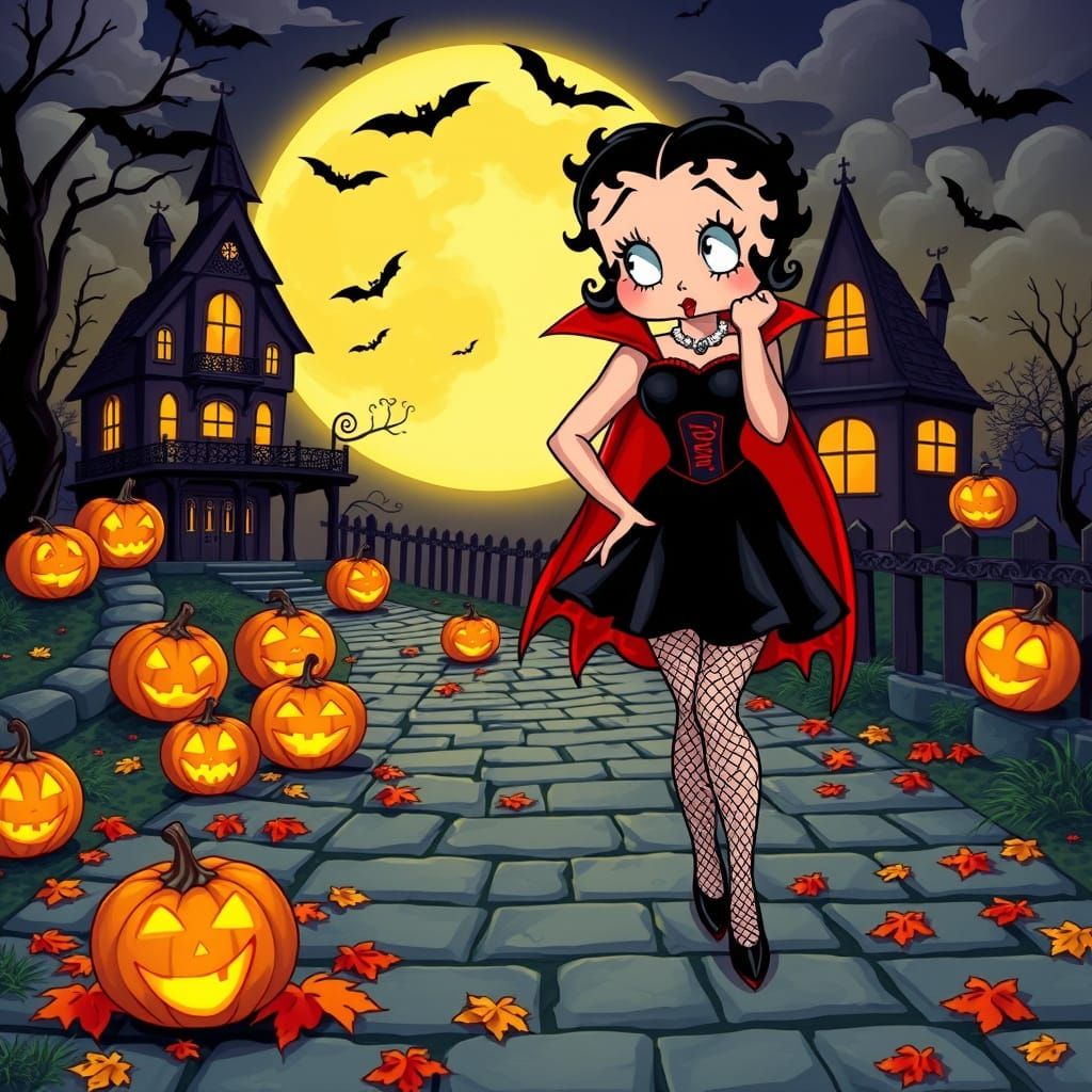 Betty Boop as a Glamorous Vampire for Halloween