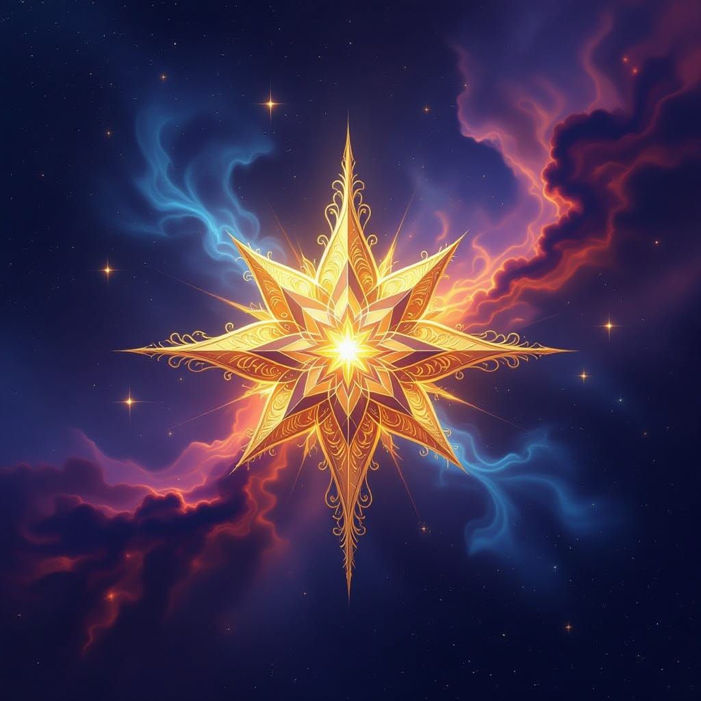 Divine Celestial Star in Cosmic Void Digital Painting