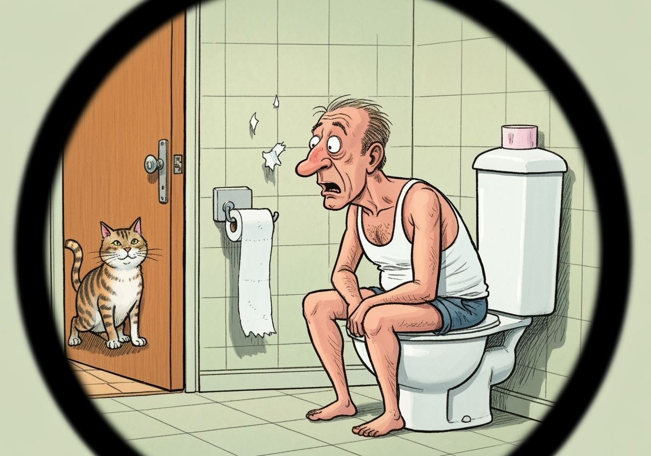 Grotesque Caricature of Guy on Toilet, Ed Roth Style