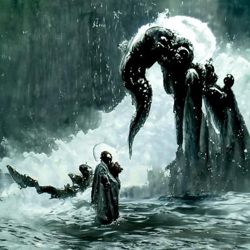Terrifying Cthulhu Horror in Dark Fantasy Style