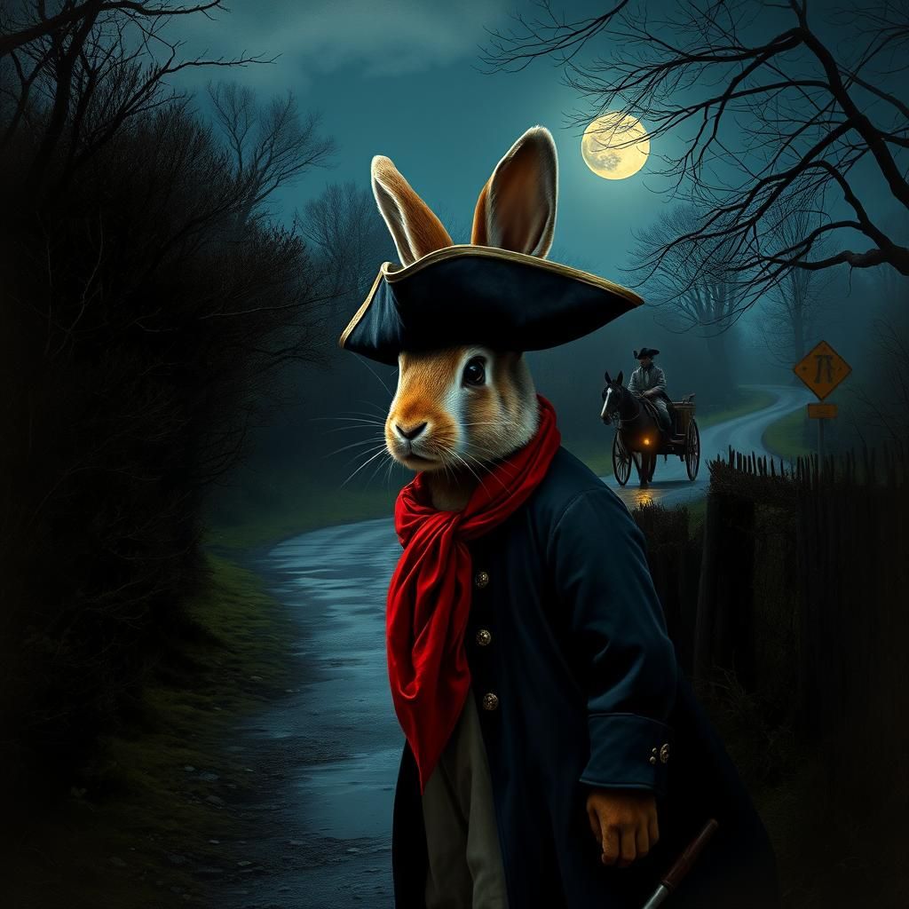 Highwayman Rabbit God in Romantic Landscape