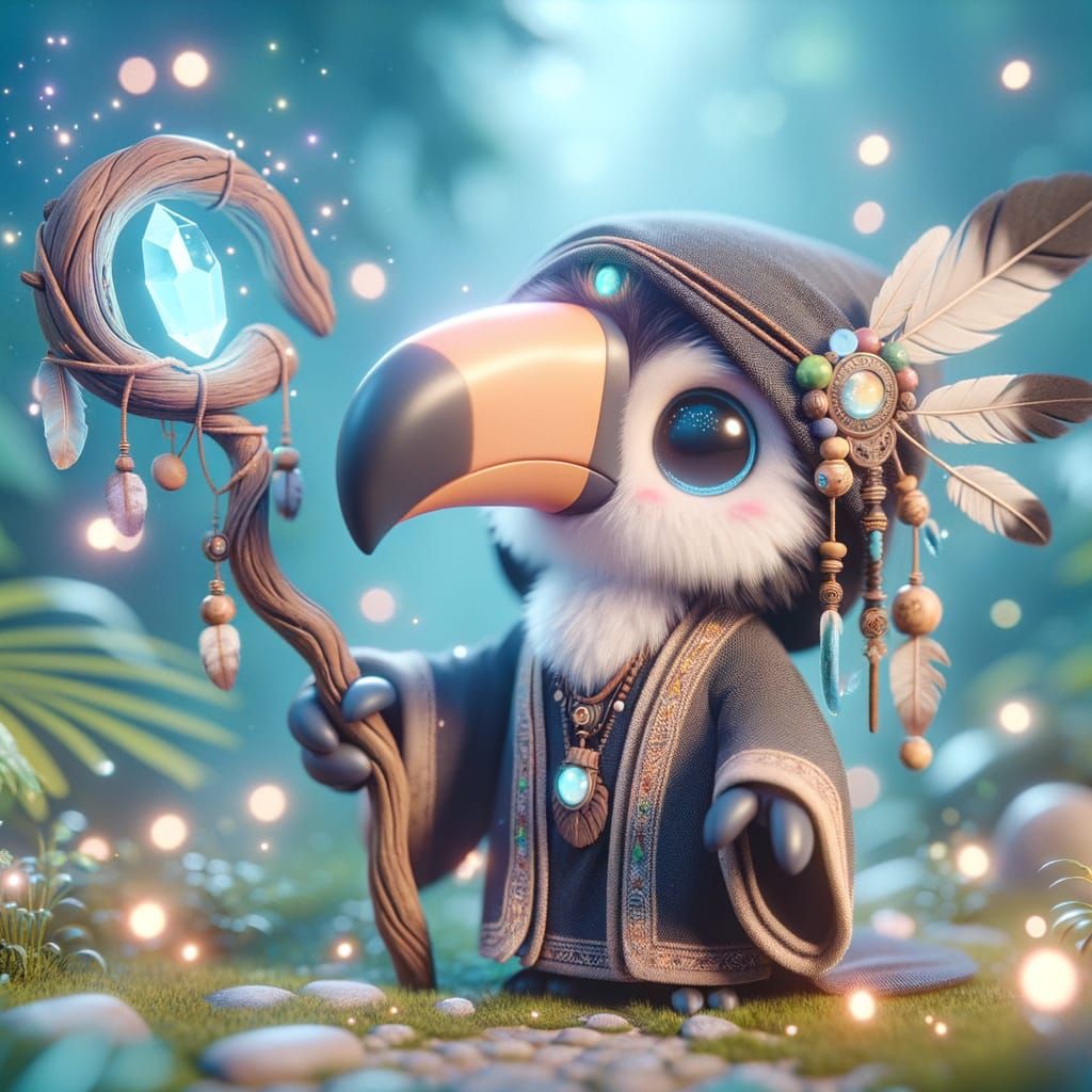 Chibi Toucan Shaman in Magical Jungle