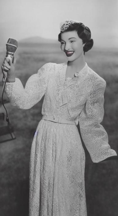 1940s Singer in Dior Dress with Microphone