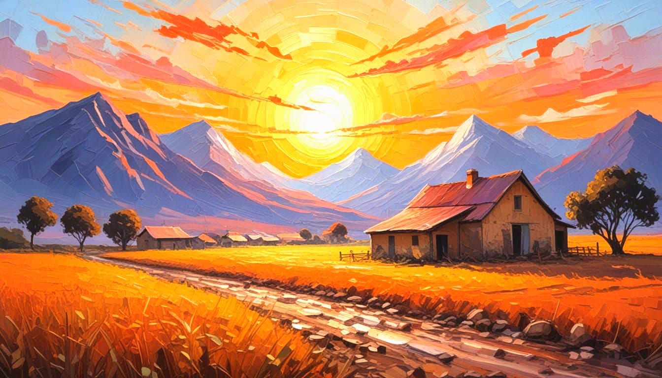 Surreal South African Farmhouse Scene in Neo-Expressionist S...