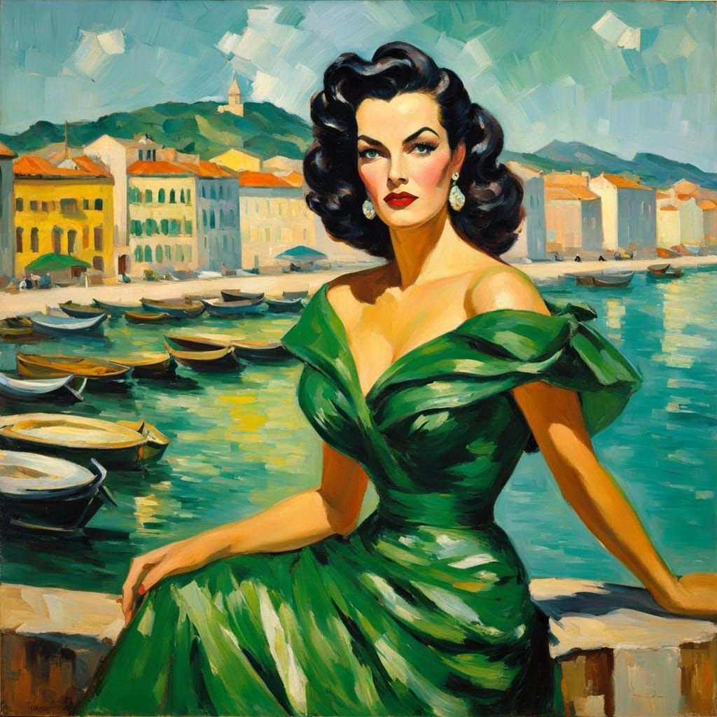 Jane Russell as Impasto Oil Painting