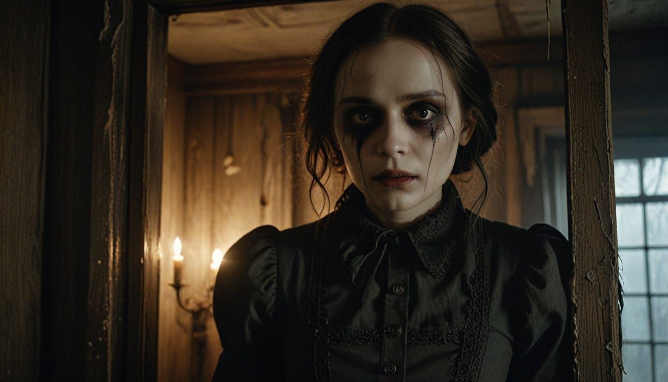 Gothic Surrealism Masterpiece: Unsettling Attic Portrait