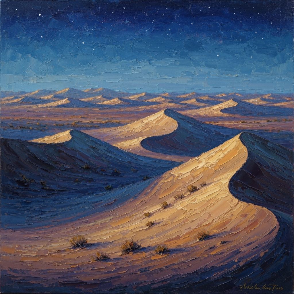 Majestic Desert Twilight in Impasto Oil Style