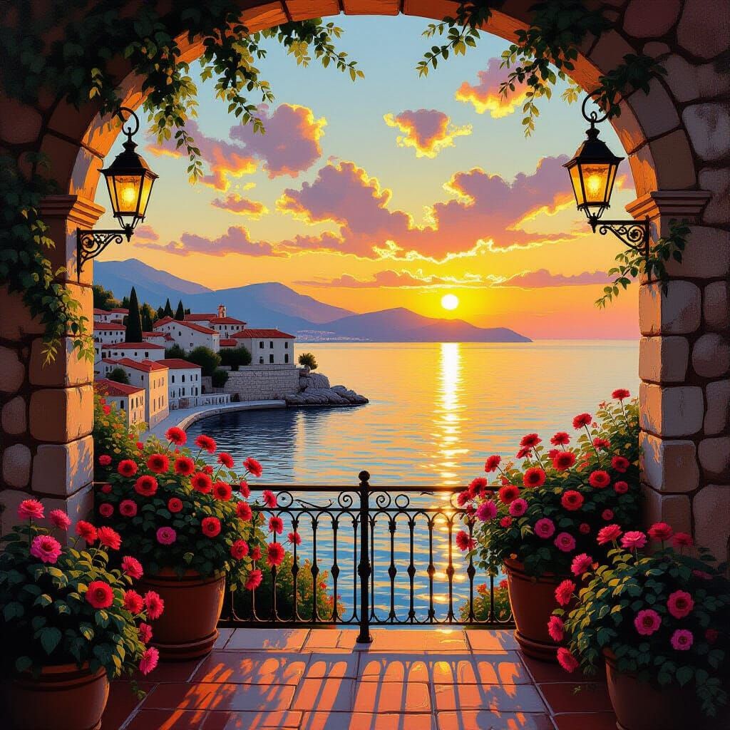 A sunset view of the Mediterranean coast